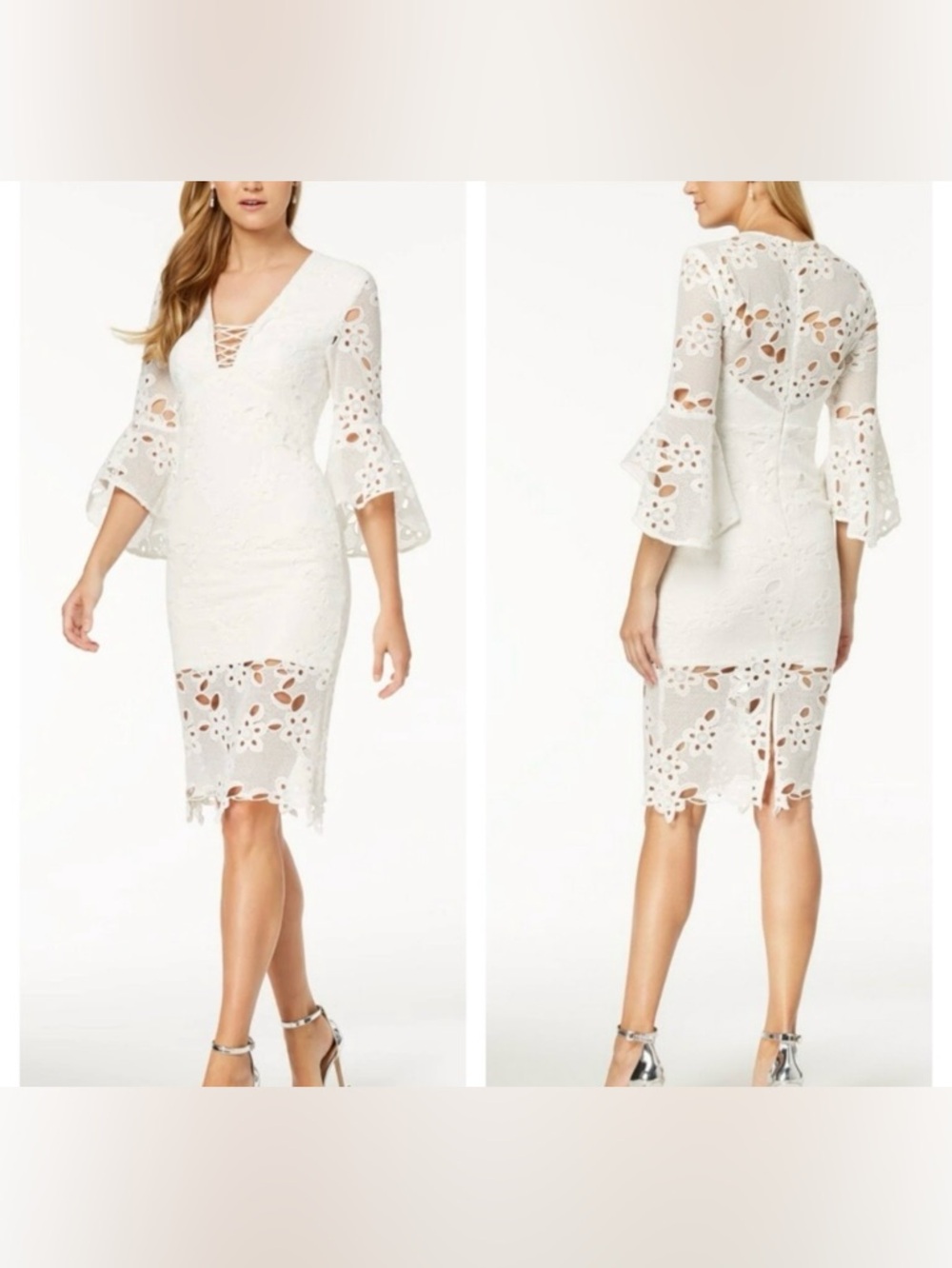 Bardot Indra Lace Crochet Sheath Dress in Ivory US 8 Medium